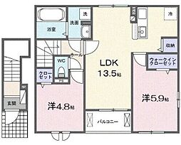 リオラ II 2LDKの間取図画像