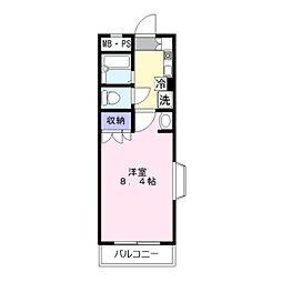 ラ・セゾンタカラ 1Kの間取図画像