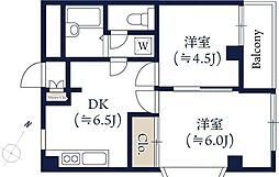 アーデル中野 2DKの間取図画像