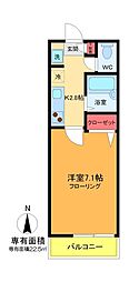 カーサ堤通 1Kの間取図画像