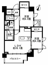 クリオラベルヴィ市ヶ谷 2LDKの間取図画像