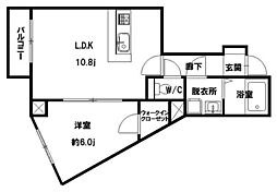 FLAPONE高宮 1LDKの間取図画像