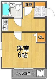 クレッセントK-3 1Kの間取図画像