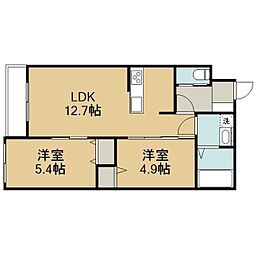 ラ・フレーズ橋本 2LDKの間取図画像