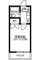 永山フラワーマンション 1階ワンルームの間取り