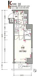 パレ・ホームズ武蔵小山 1Kの間取図画像