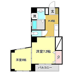 エスポワール大川筋 2Kの間取図画像