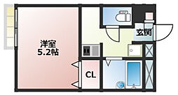 グローリエ 1Kの間取図画像