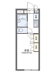 レオパレスハックベリー 1Kの間取図画像