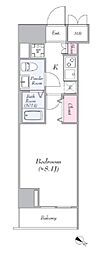 グランスタイル浅草 1Kの間取図画像