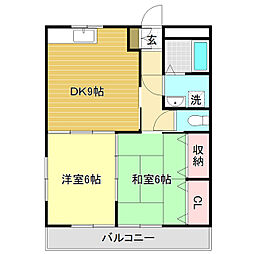 ハイツハピィバリー2E棟 2DKの間取図画像