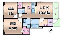 メゾン・ドゥ・リスI 2LDKの間取図画像