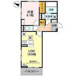 アザレアB 1LDKの間取図画像