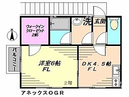 アネックスO.G.R. 1DKの間取図画像