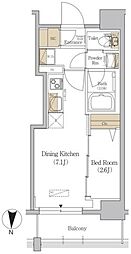 URBANEX市谷本村町 1DKの間取図画像