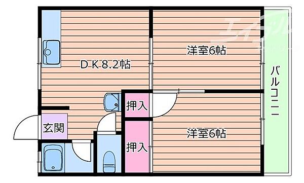 ハイツつるの ｜大阪府摂津市鶴野２丁目(賃貸アパート2DK・1階・40.00㎡)の写真 その2