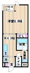 サン・パラッツオ6番館 1Kの間取図画像