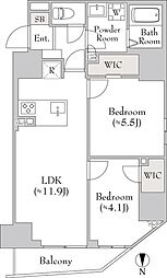 ルミークアン入谷 2LDKの間取図画像