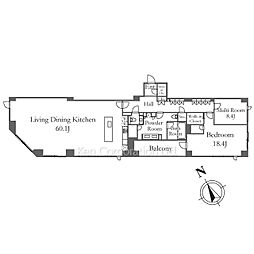 プレステージレジデンス白金台 2LDKの間取図画像