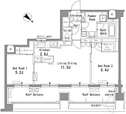 パークアクシス板橋 2LDKの間取図画像