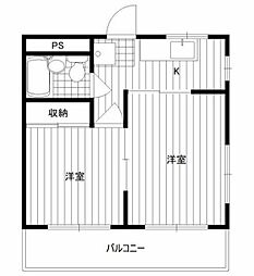 元本郷レジデンス 4階2Kの間取り