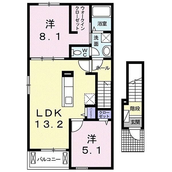 和歌山県和歌山市木ノ本(賃貸アパート2LDK・2階・58.70㎡)の写真 その2