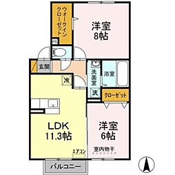 アンベリール 2LDKの間取図画像