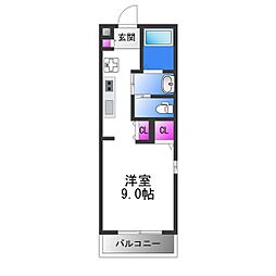 グロースコート花園本町 1Kの間取図画像