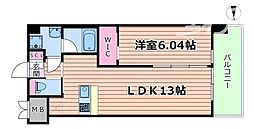 プレジオ梅田 1LDKの間取図画像