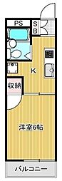 富岡ハイツ 1Kの間取図画像