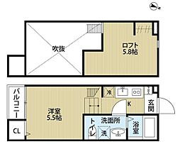 brcauna ワンルームの間取図画像