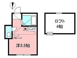 ユナイト大岡プルメリア ワンルームの間取図画像