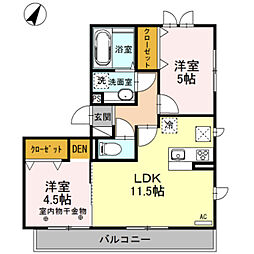オリーブ 2LDKの間取図画像