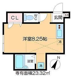 ハッピークローバー ワンルームの間取図画像
