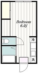 ハウス山王 1Kの間取図画像