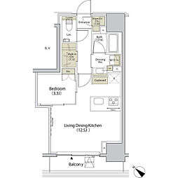 ザ・パークハビオ江古田 1LDKの間取図画像