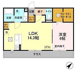 リースフォート 1LDKの間取図画像