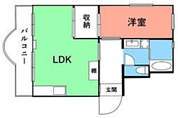 京王渕野辺マンションD棟 1LDKの間取図画像