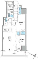 ルフォンプログレ北新宿 2LDKの間取図画像