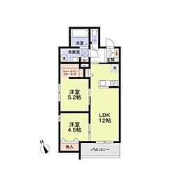 Aireville 2LDKの間取図画像