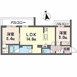堺市西区鳳中町8丁マンション 2LDKの間取図画像