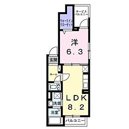 川口市大字峯アパート 1LDKの間取図画像