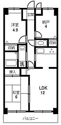 エルメゾン 2SLDKの間取図画像