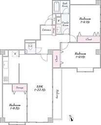 リエール市ヶ谷 3LDKの間取図画像
