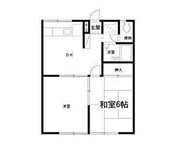 サニーサイド北沢 2DKの間取図画像
