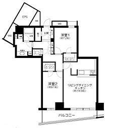 キャピタルマークタワー 2LDKの間取図画像