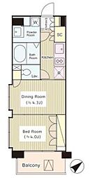 コートラクリア京橋 1DKの間取図画像