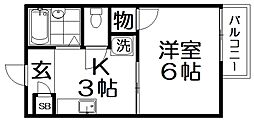 枚方萬里ハイツ 1Kの間取図画像