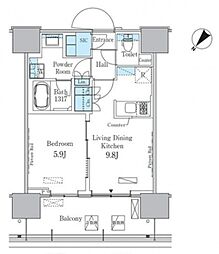 HARUMIFLAGPORTVILLAGEC棟 1LDKの間取図画像