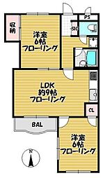 ペアーハイツ向ヶ丘 2LDKの間取図画像